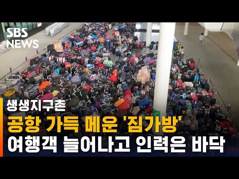 공항 가득 메운 '짐가방'…영국 항공, 인력 부족에 '몸살' / SBS / 생생지구촌