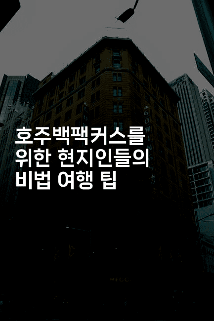 호주백팩커스를 위한 현지인들의 비법 여행 팁2-공항노숙자